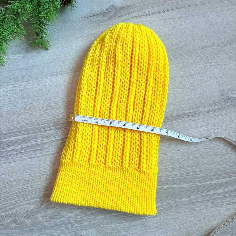 Handmade Neon Yellow Knit Winter Beanie Hat